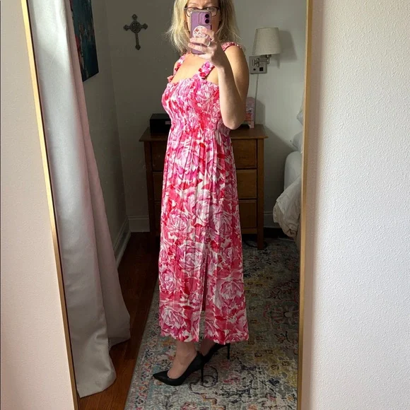 Calvin Klein Pink Floral Maxi Dress Size 8 - Picture 3 of 8